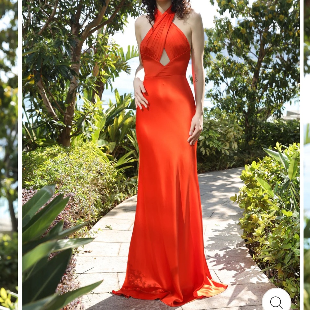 sau lee orange dress Calista Maxi Dress